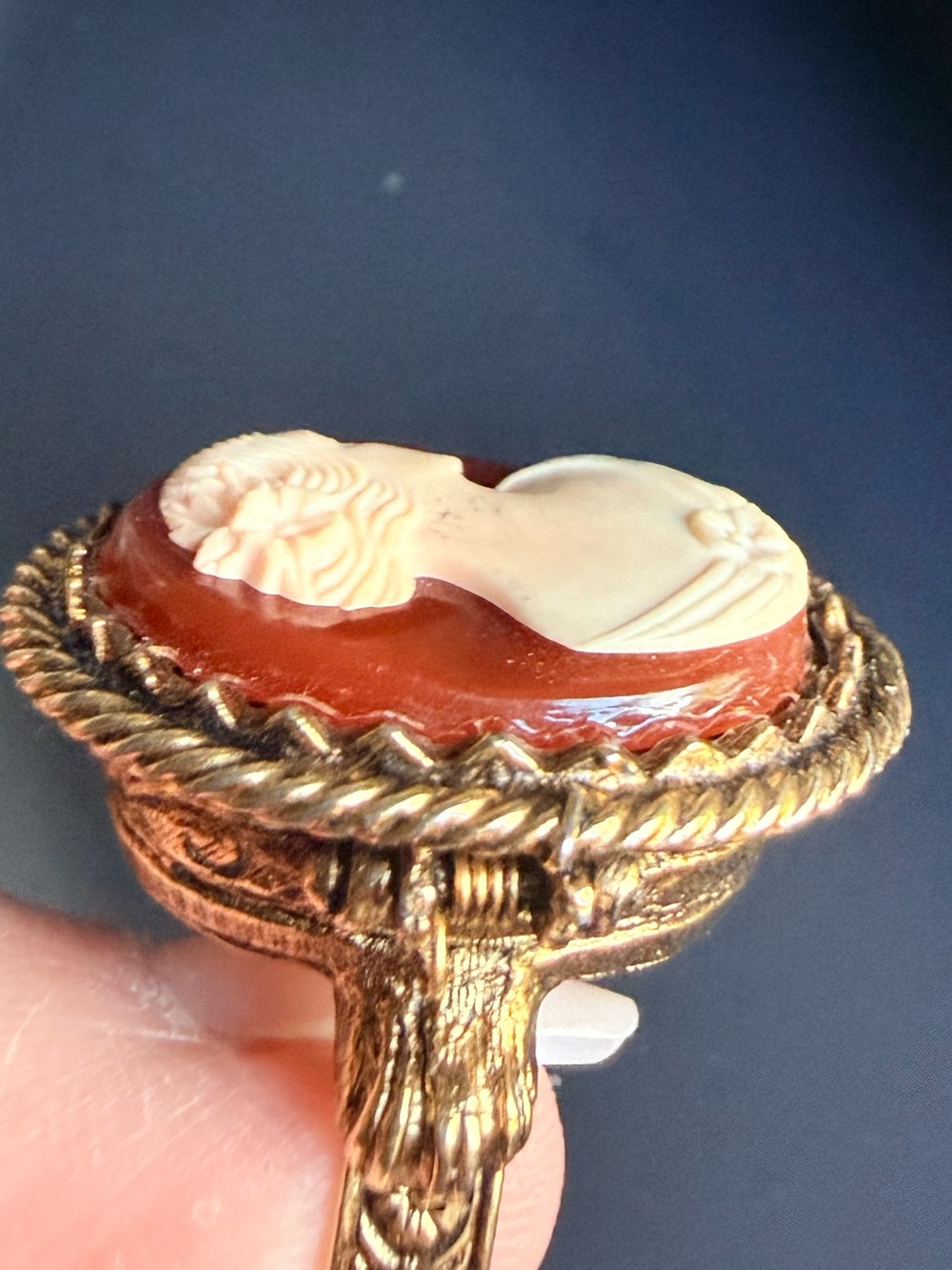 Vintage Size 8 Cameo “Poison” Secret Compartment Ring
